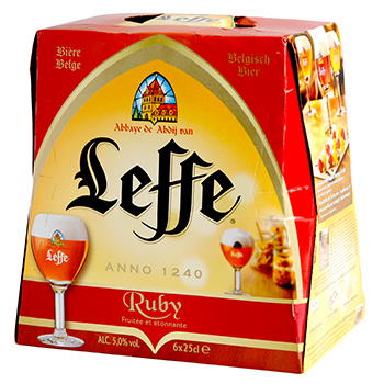 Biere brune ABBAYE DE LEFFE Ruby, 6°, 6x25cl