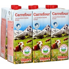 Lait de montagne, entier Carrefour