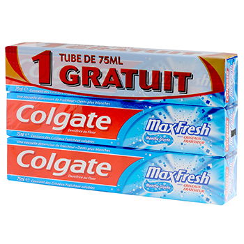 Colgate dentifrice max fresh blancheur 3x75ml 