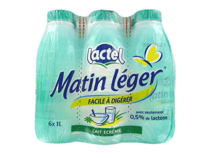 Lactel Matin Leger lait ecreme U.H.T. bouteille 6x1l