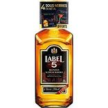 Scotch whisky LABEL 5, 40°, bouteille de 1 litre édition limitée + 4 sous-verres en métal
