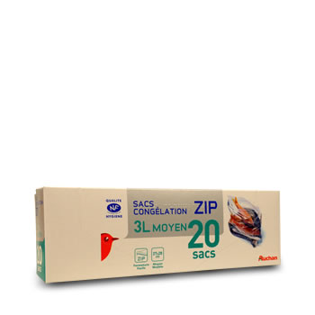 Auchan sac congelation a zip modele moyen 3l x20